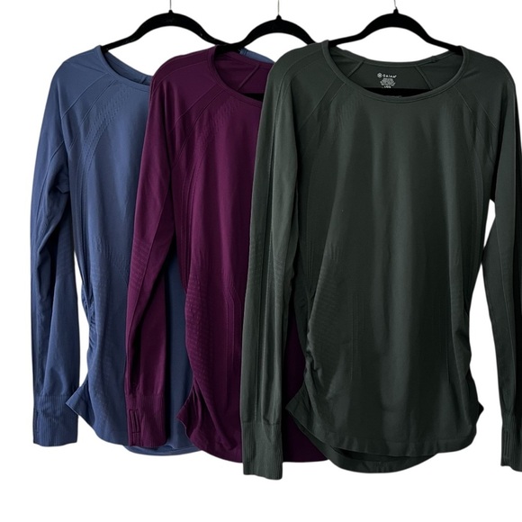 Bundle of Three Gaiam Yoga Warrior Tops in Navy Green and Burgundy size Large - Picture 1 of 16
